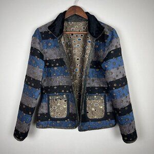 Yak Magik Jacket Women Medium Reversible Embroidered Artsy Boho Silk Blend Nepal